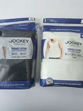 Jockey Essentials Cotton Tank & Crew Pack - Black & White